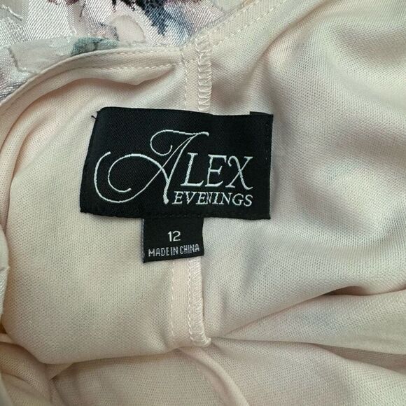 Alex Evenings Floral Burnout High Low Chiffon Dress with Wrap Light Pink Size 12 - Picture 7 of 9